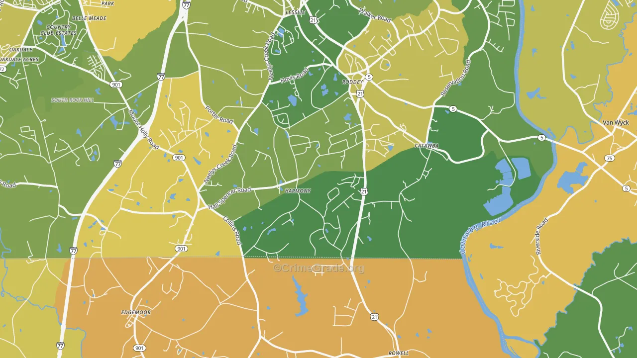 Catawba, SC Map of Vehicle Theft Rates