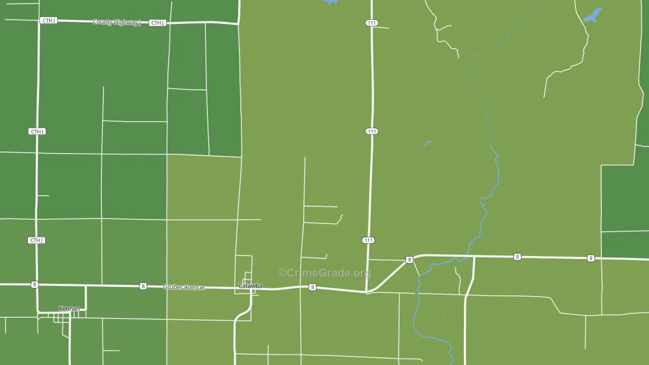 Catawba, WI Map of Vehicle Theft Rates