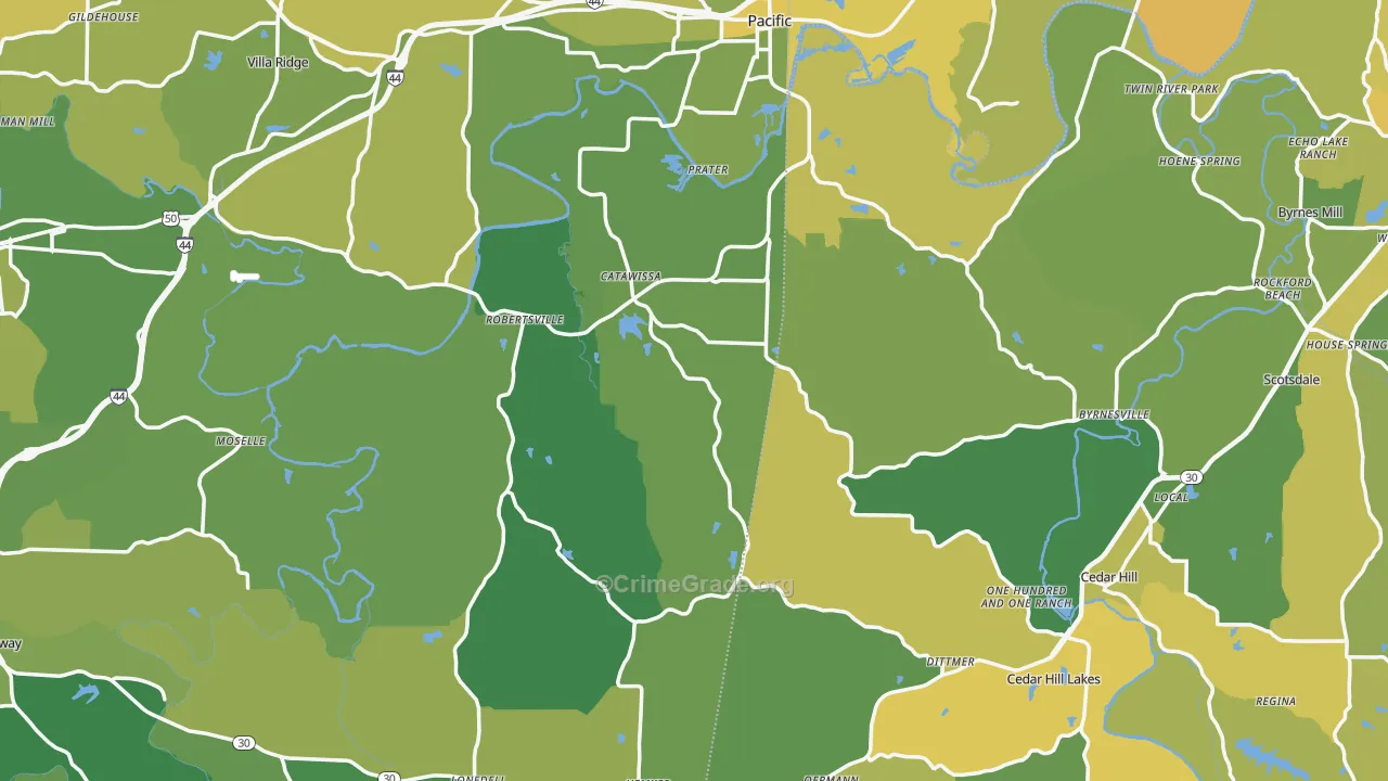 Catawissa, MO Map of Vehicle Theft Rates
