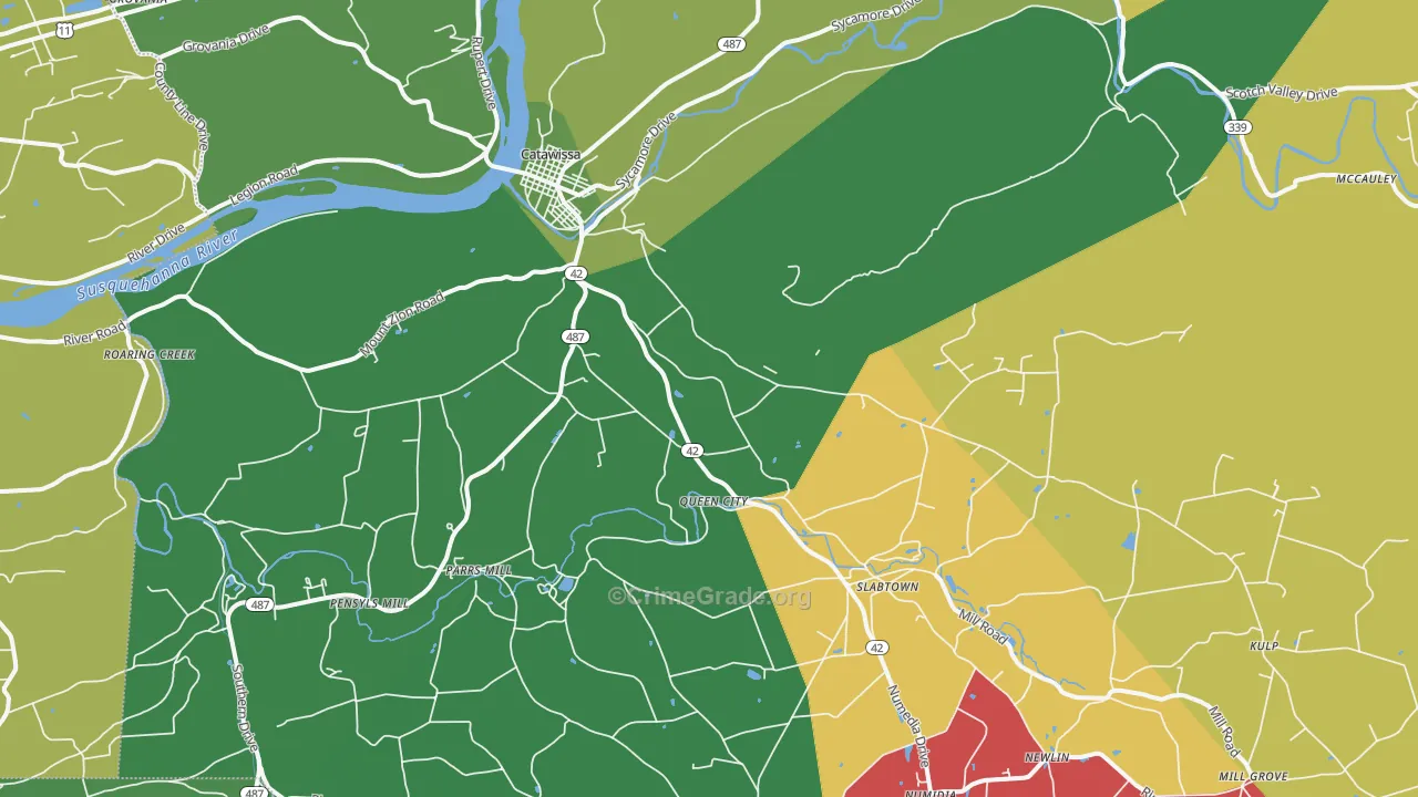 Catawissa, PA Map of Vehicle Theft Rates