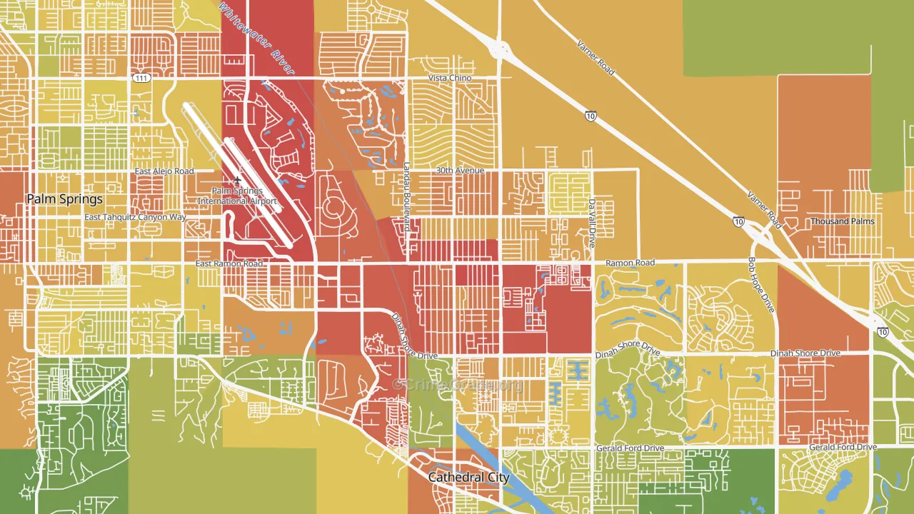 Cathedral City, CA Map of Vehicle Theft Rates