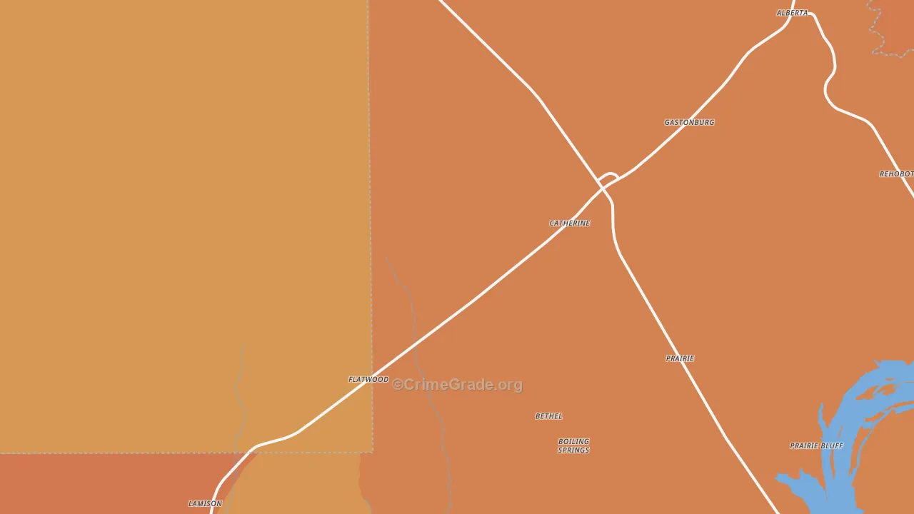 Catherine, AL Map of Vehicle Theft Rates