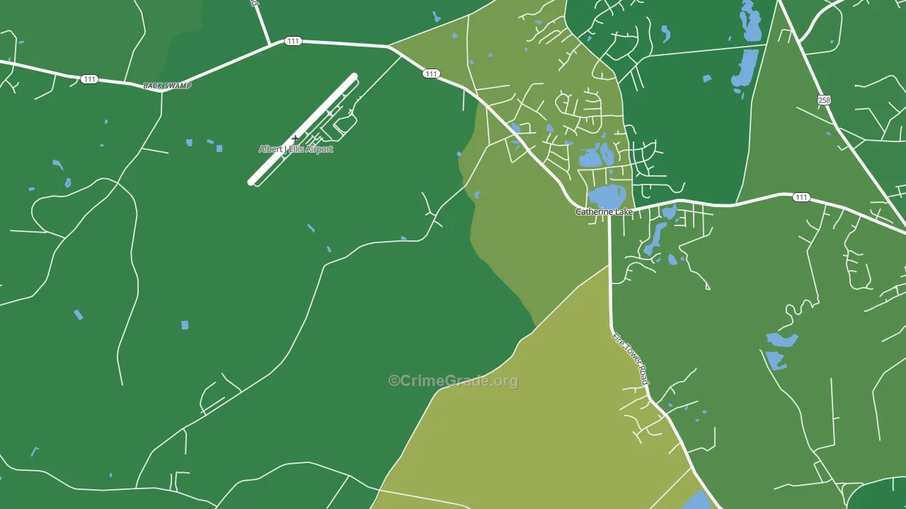 Catherine Lake, NC Map of Vehicle Theft Rates
