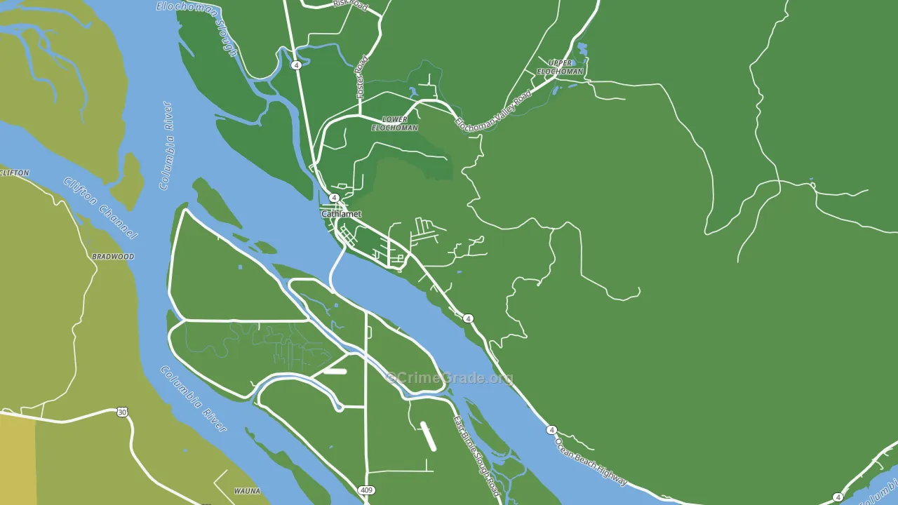 Cathlamet, WA Map of Vehicle Theft Rates
