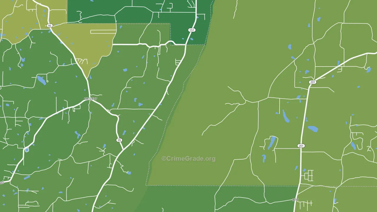 Catlett, GA Map of Vehicle Theft Rates