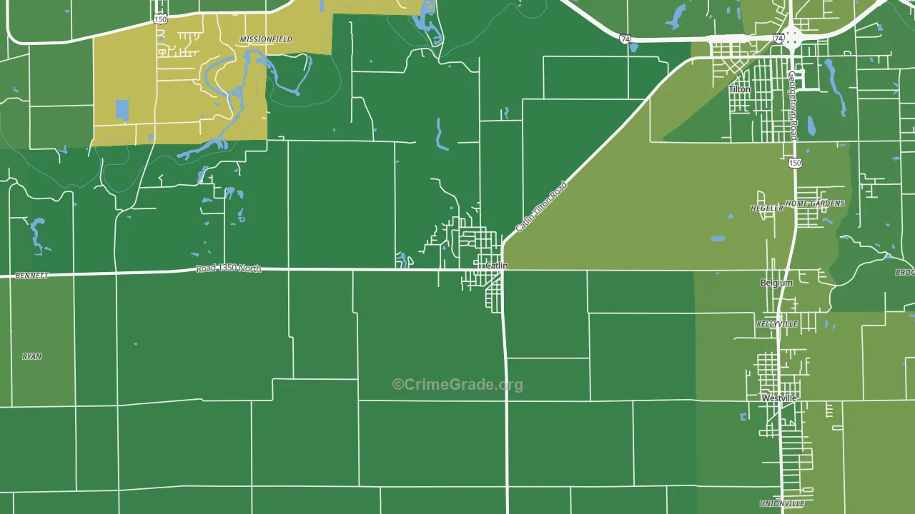 Catlin, IL Map of Vehicle Theft Rates