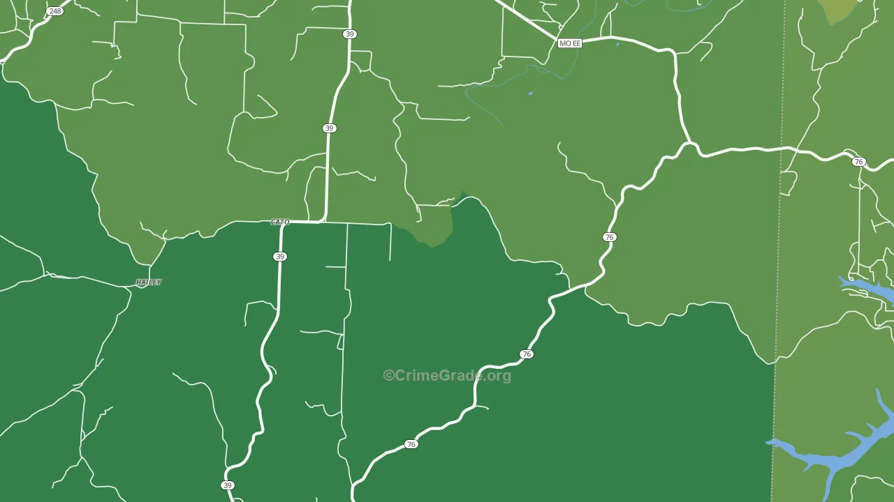 Cato, MO Map of Vehicle Theft Rates