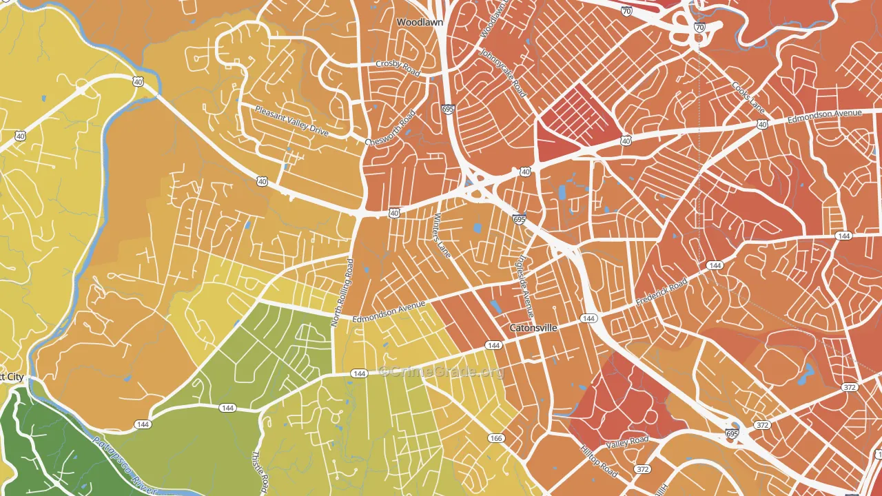 Catonsville Heights, Catonsville, MD Map of Vehicle Theft Rates