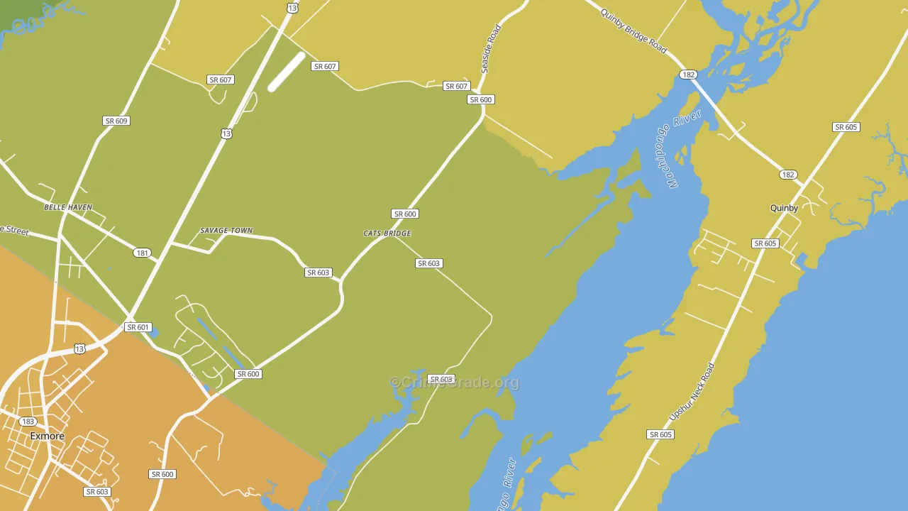 Cats Bridge, VA Map of Vehicle Theft Rates