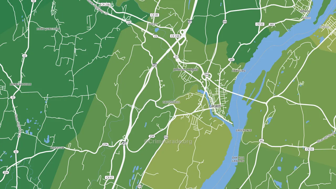 Catskill, NY Map of Vehicle Theft Rates