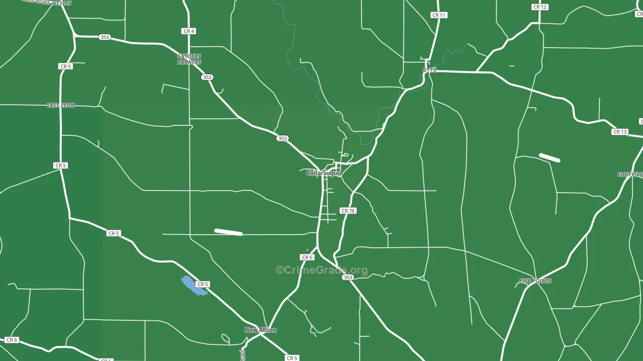Cattaraugus, NY Map of Vehicle Theft Rates