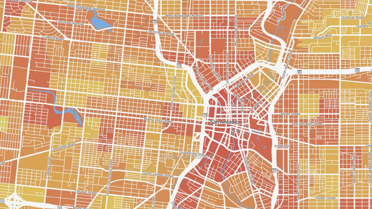 Cattleman Square, San Antonio, TX Map of Vehicle Theft Rates