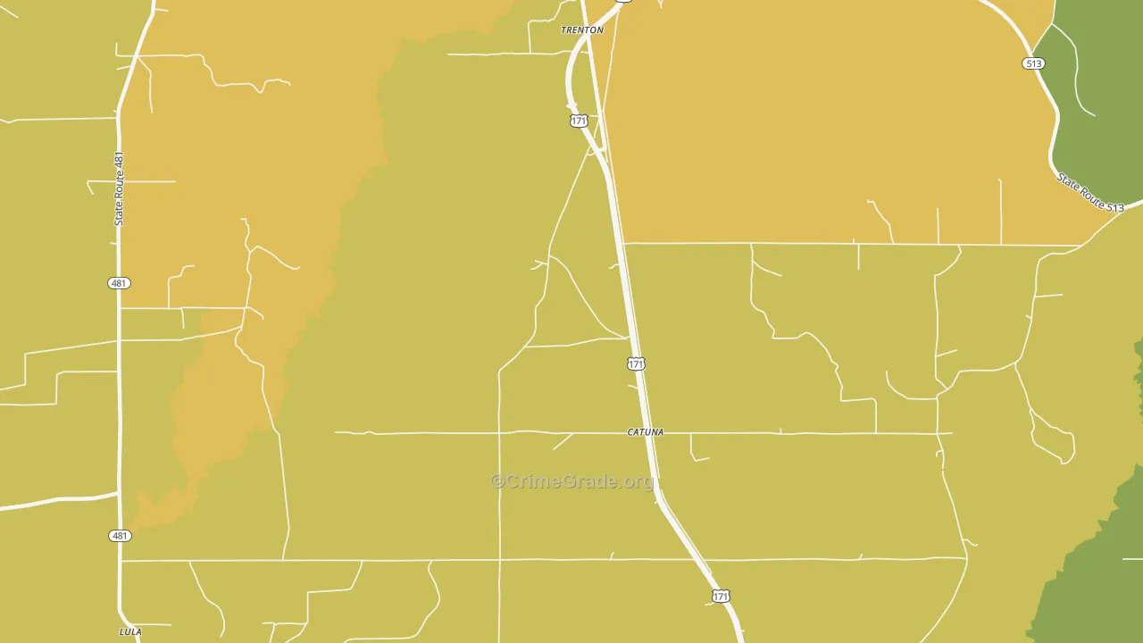 Catuna, LA Map of Vehicle Theft Rates