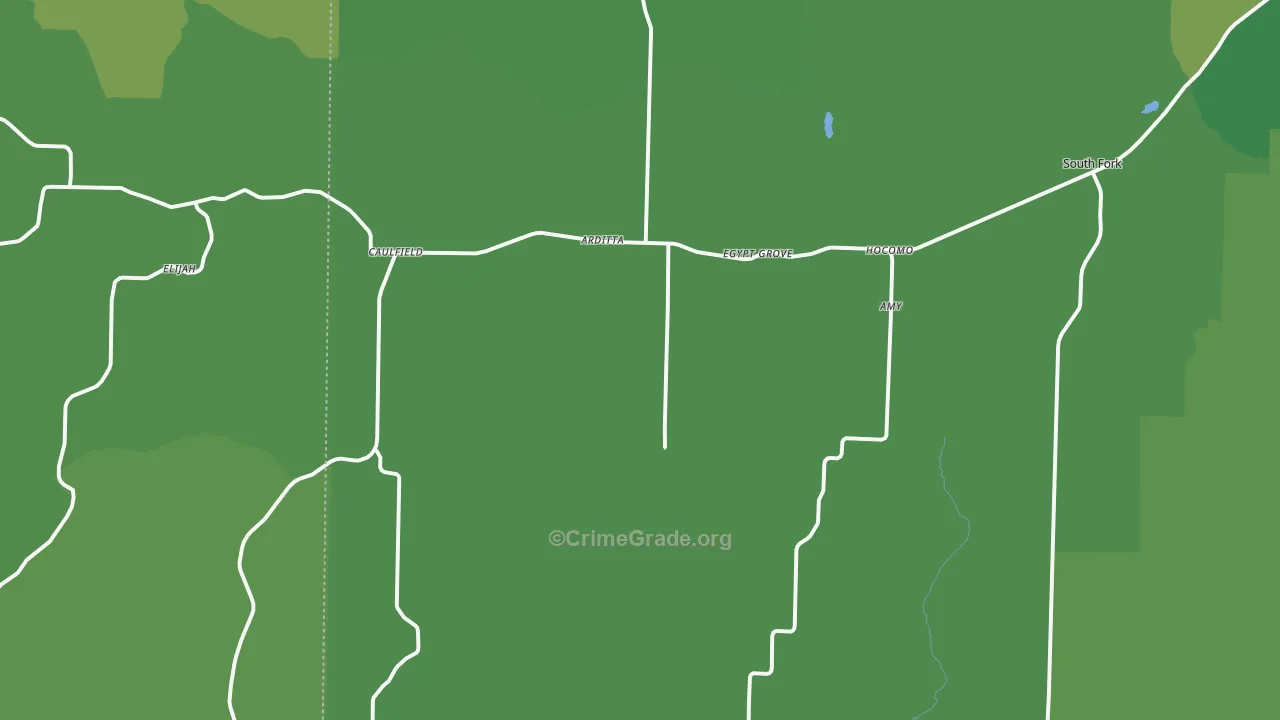Caulfield, MO Map of Vehicle Theft Rates