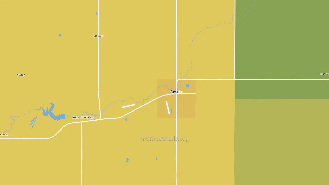 Cavalier, ND Map of Vehicle Theft Rates