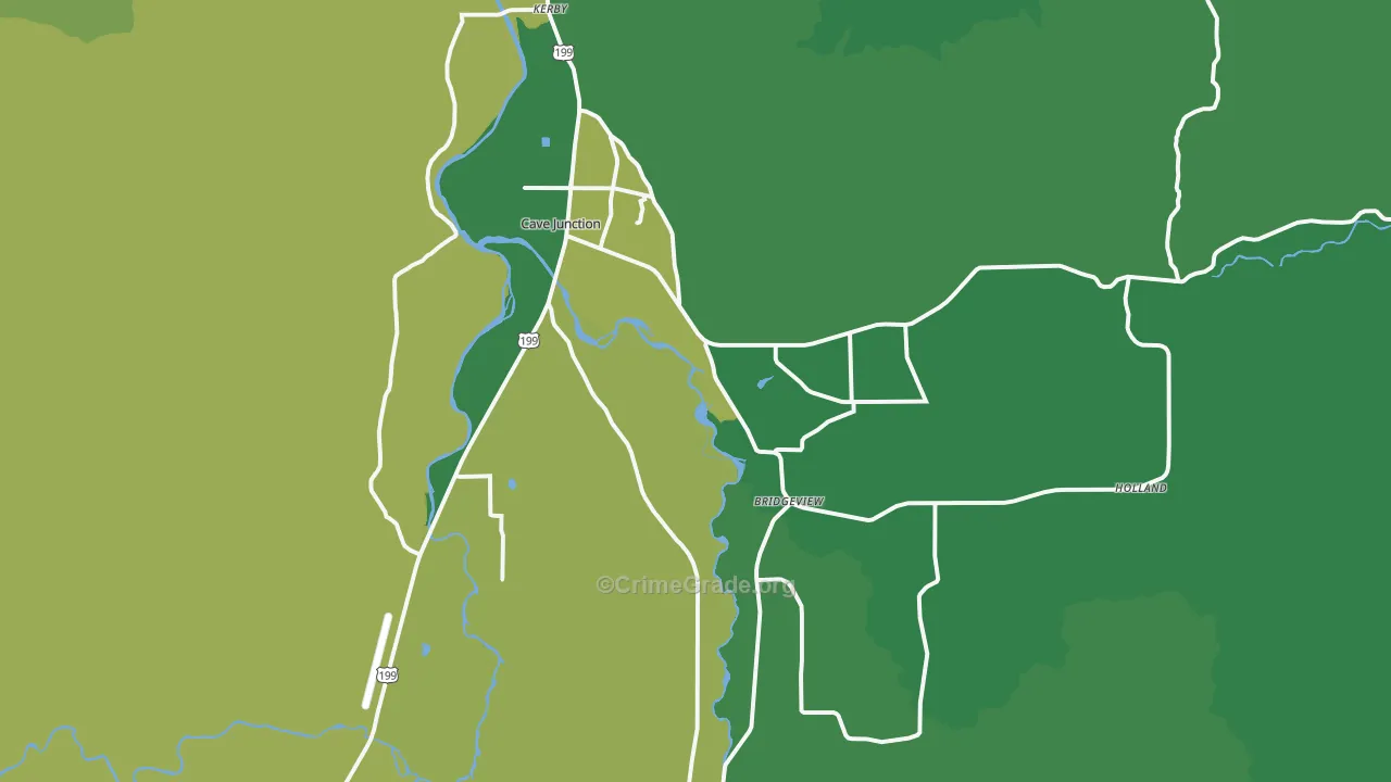 Cave Junction, OR Map of Vehicle Theft Rates