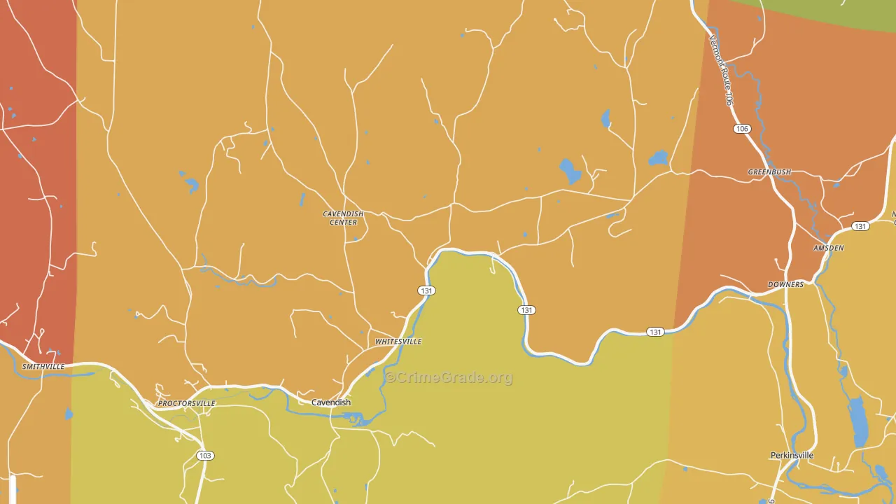 Cavendish, VT Map of Vehicle Theft Rates