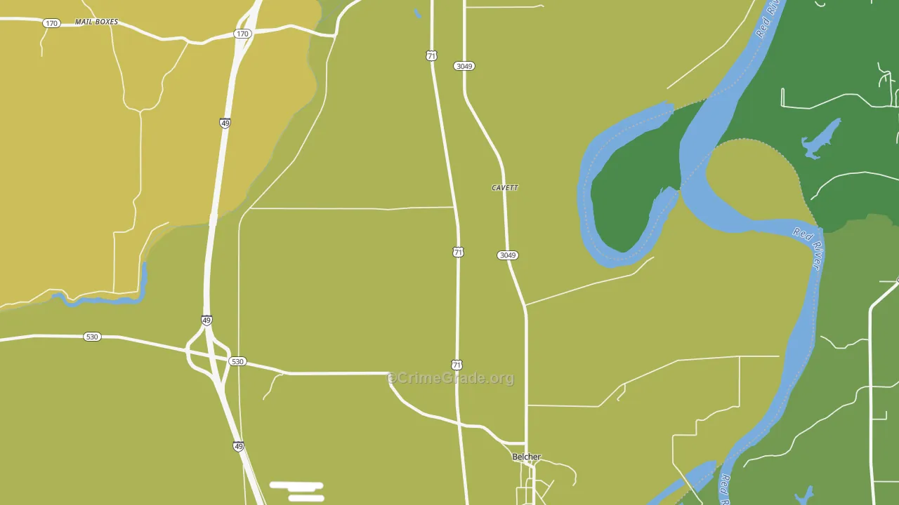 Cavett, LA Map of Vehicle Theft Rates