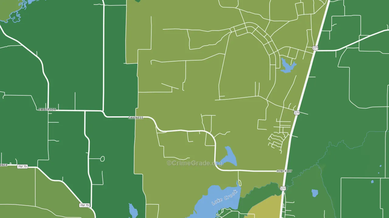 Cavines, TX Map of Vehicle Theft Rates