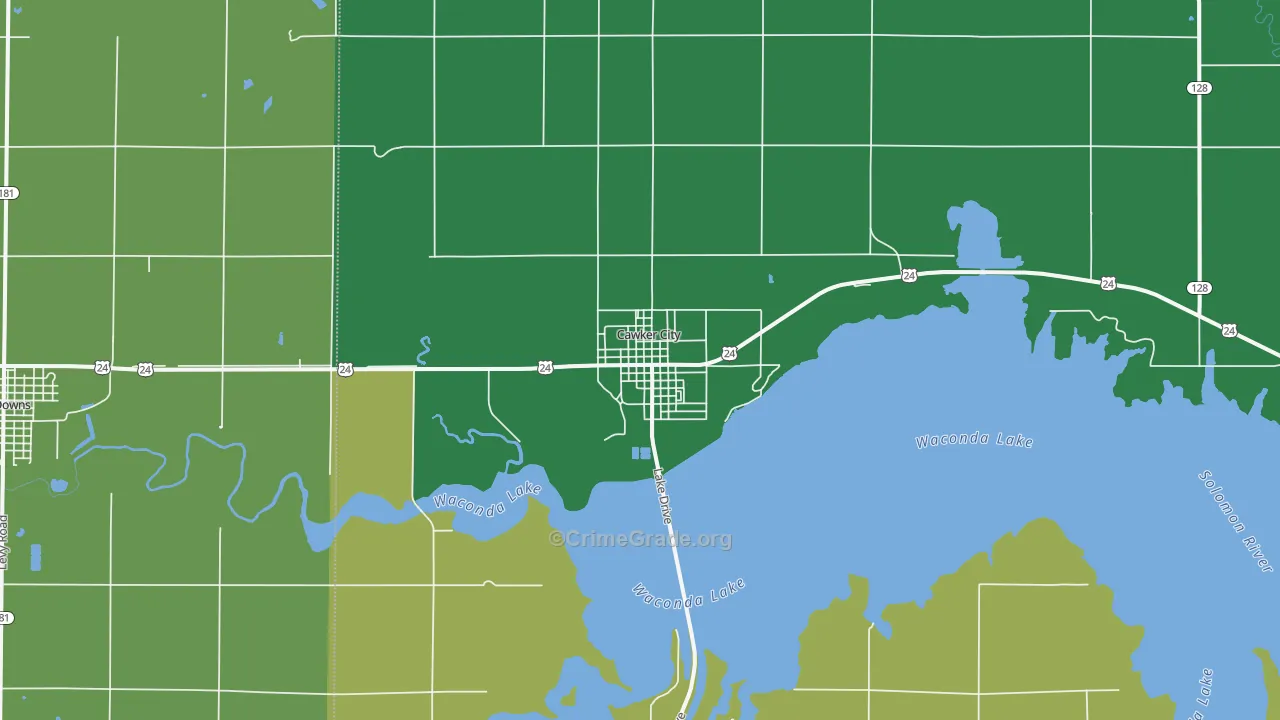 Cawker City, KS Map of Vehicle Theft Rates