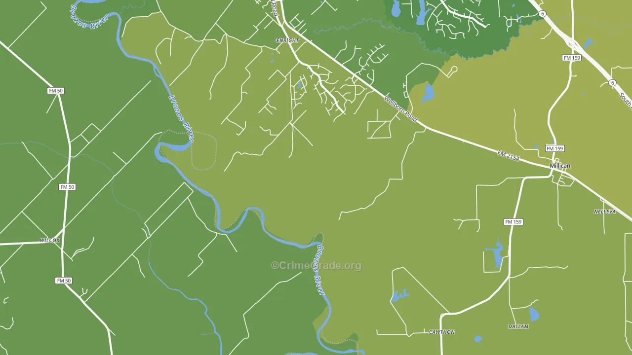 Cawthon, TX Map of Vehicle Theft Rates