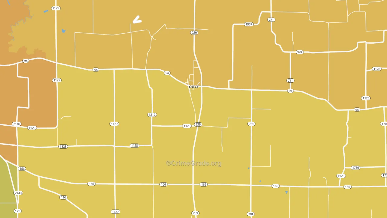 Cayce, KY Map of Vehicle Theft Rates