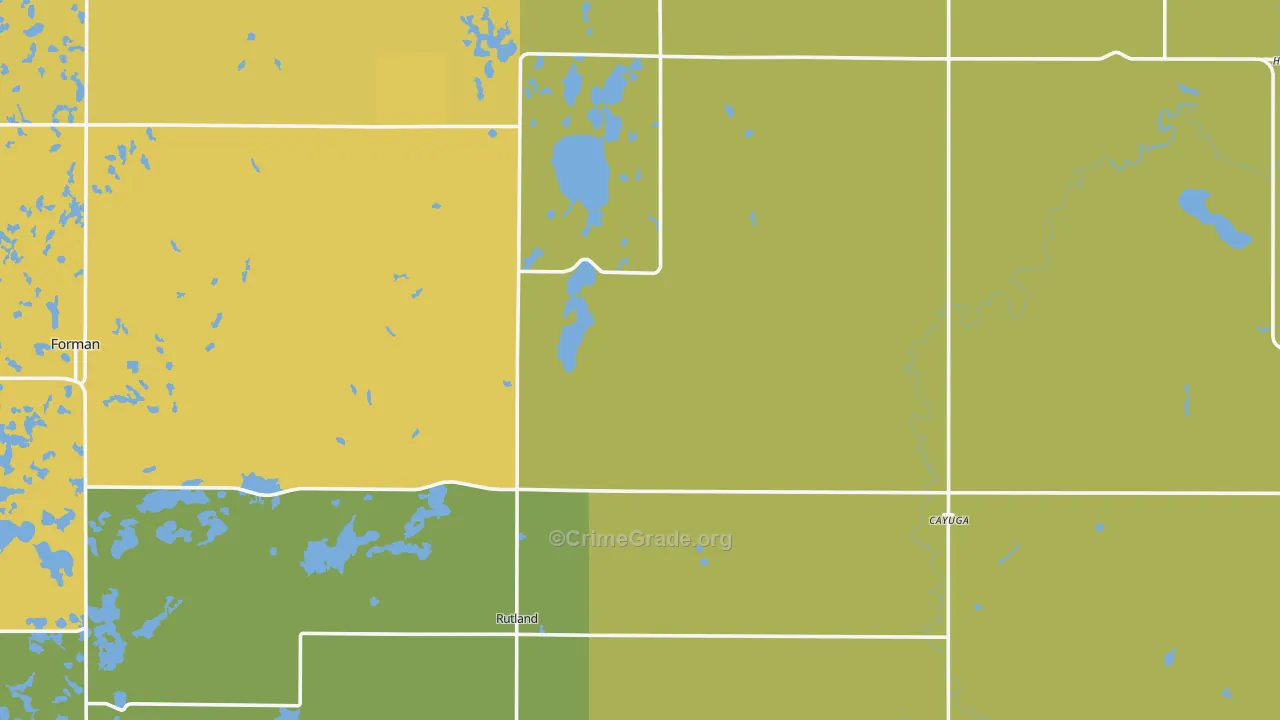 Cayuga, ND Map of Vehicle Theft Rates