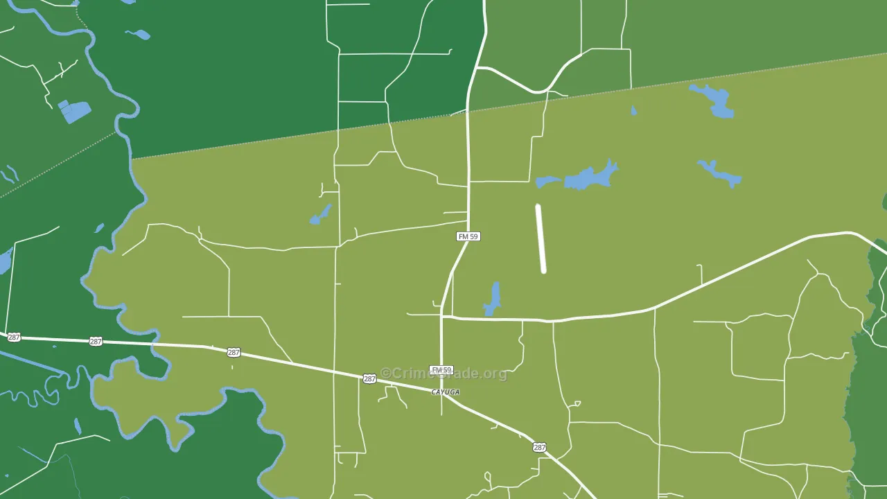 Cayuga, TX Map of Vehicle Theft Rates