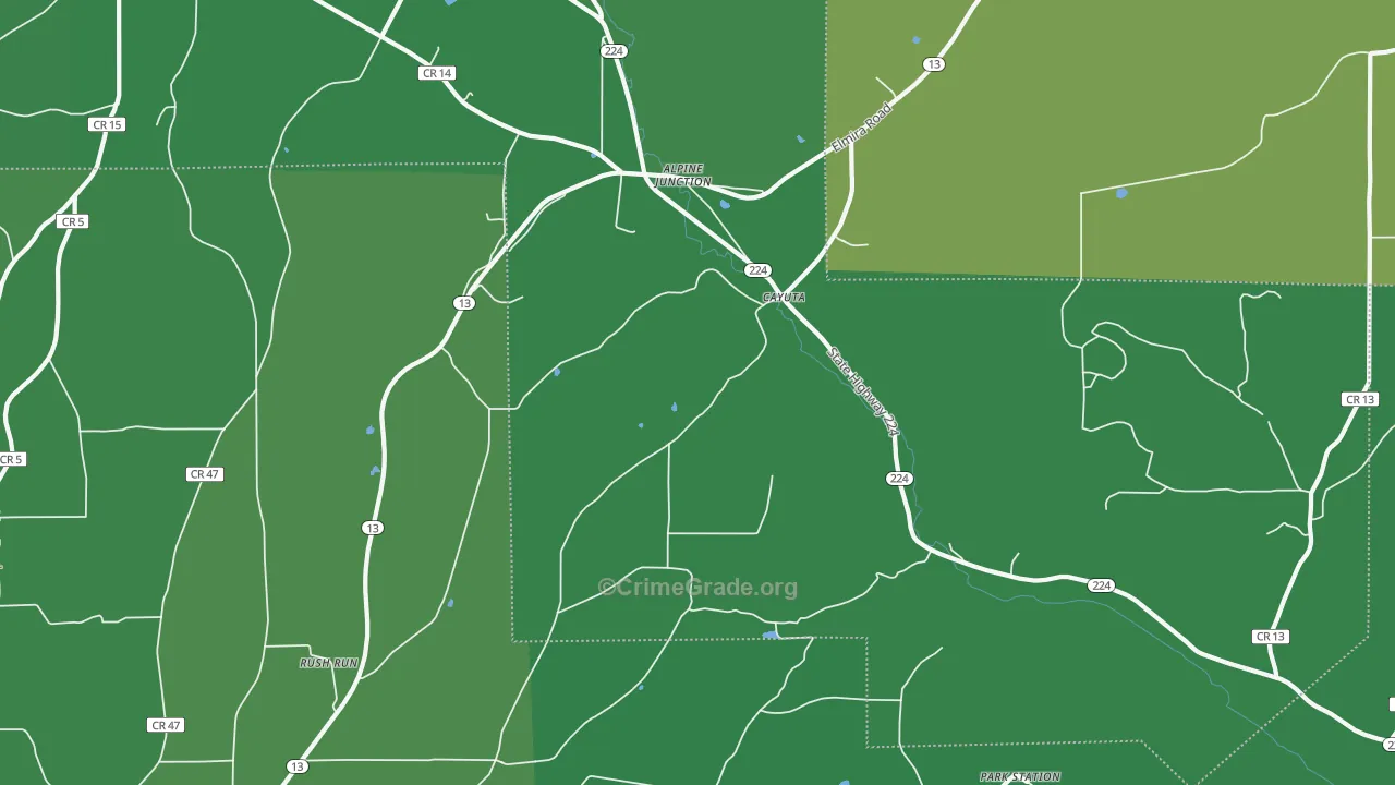 Cayuta, NY Map of Vehicle Theft Rates