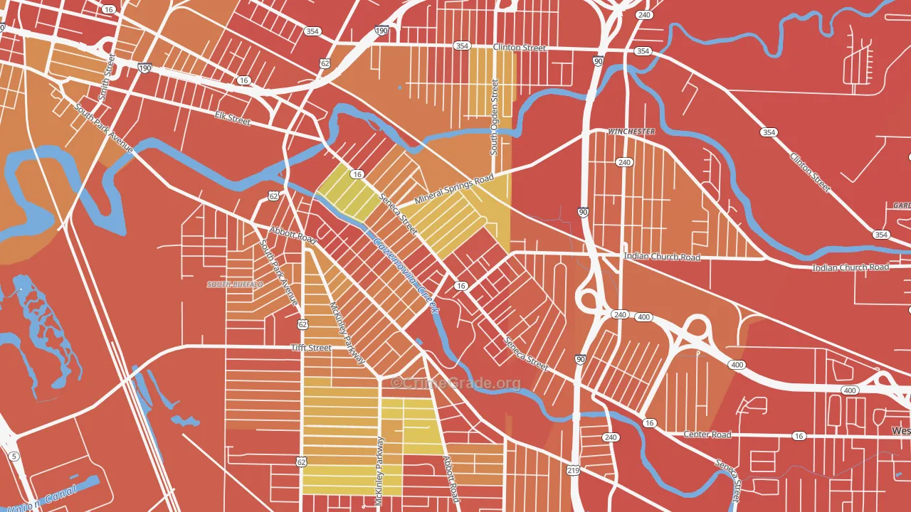 Cazenovia Park, Buffalo, NY Map of Vehicle Theft Rates