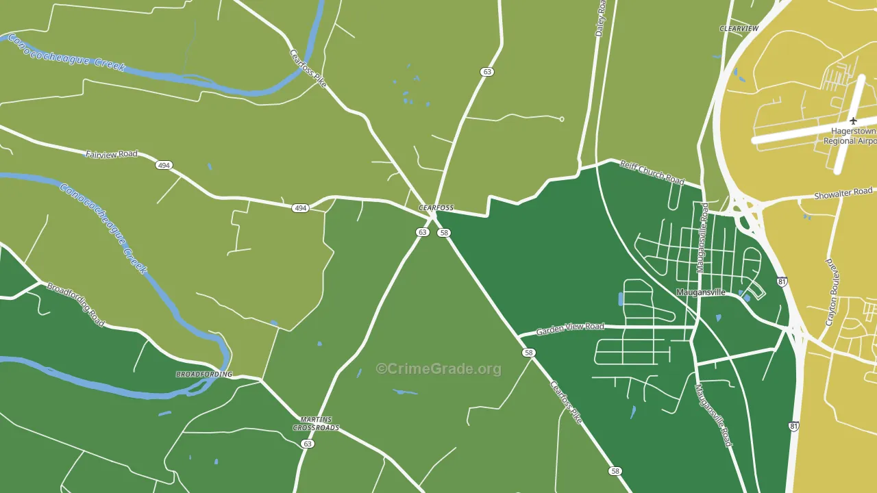 Cearfoss, MD Map of Vehicle Theft Rates