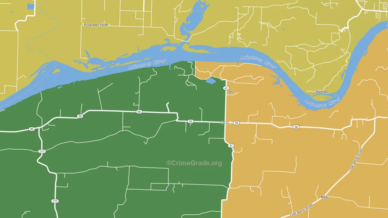 Cecil, AR Map of Vehicle Theft Rates