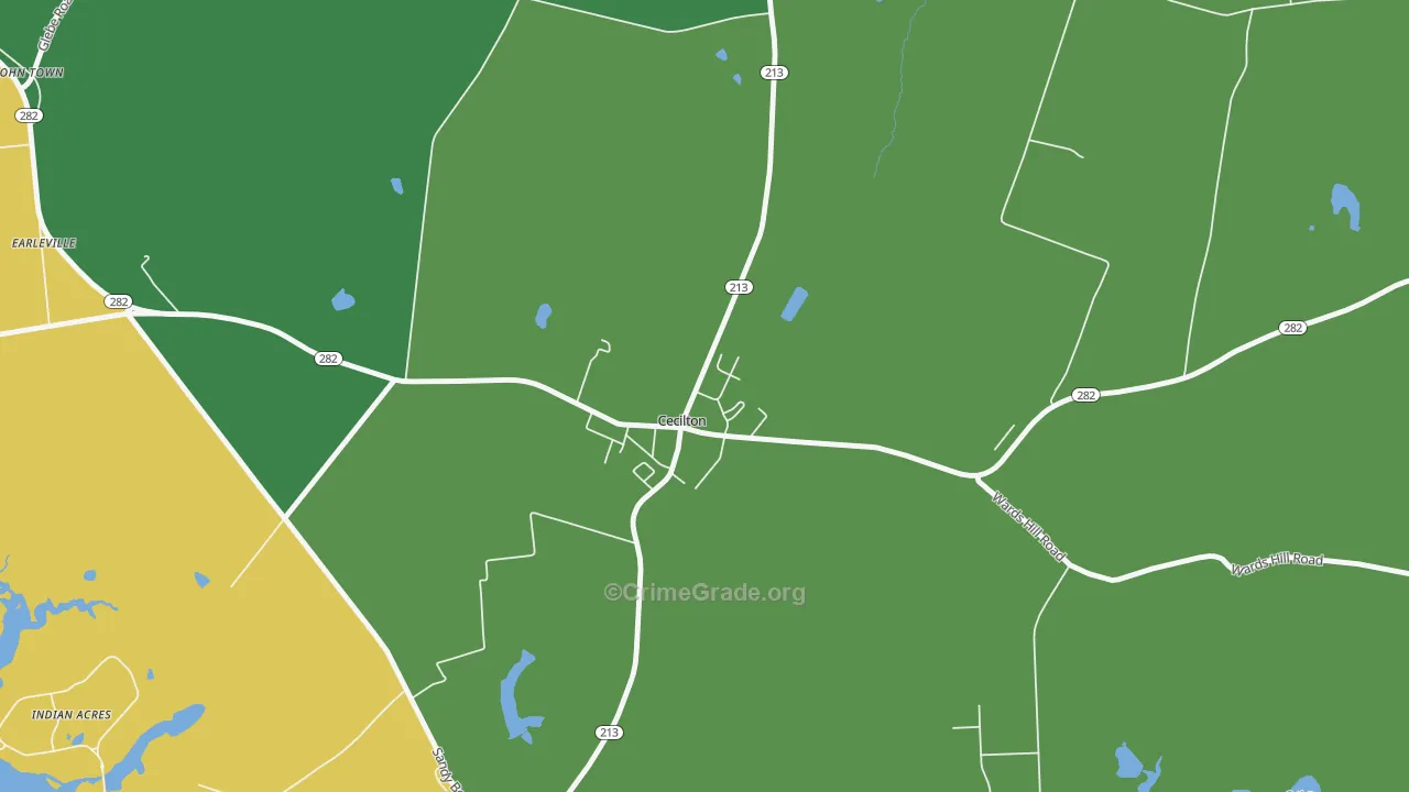 Cecilton, MD Map of Vehicle Theft Rates