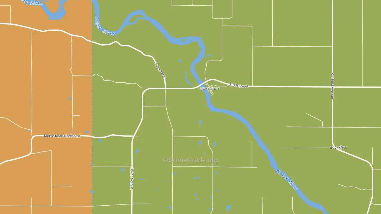 Cedar Bluff, IA Map of Vehicle Theft Rates