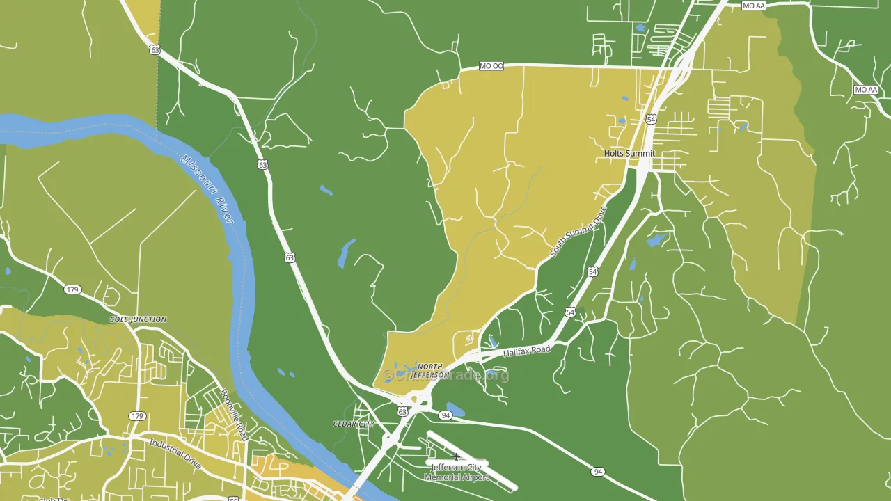Cedar City, MO Map of Vehicle Theft Rates