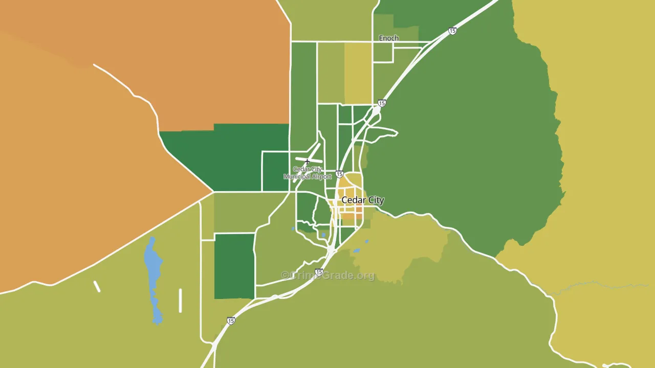 Cedar City, UT Map of Vehicle Theft Rates