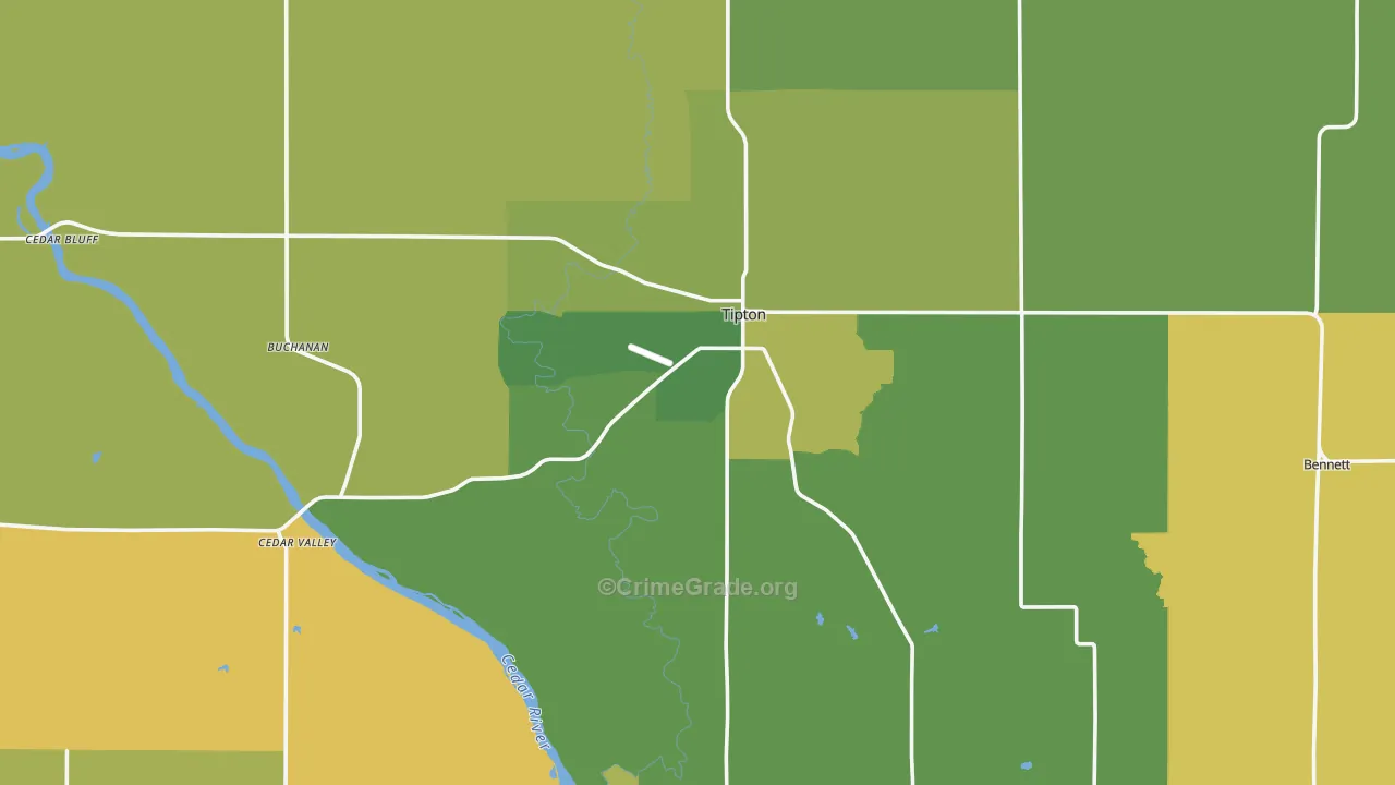 Cedar County, IA Map of Vehicle Theft Rates