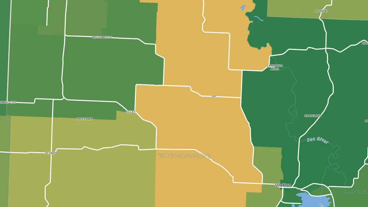 Cedar County, MO Map of Vehicle Theft Rates