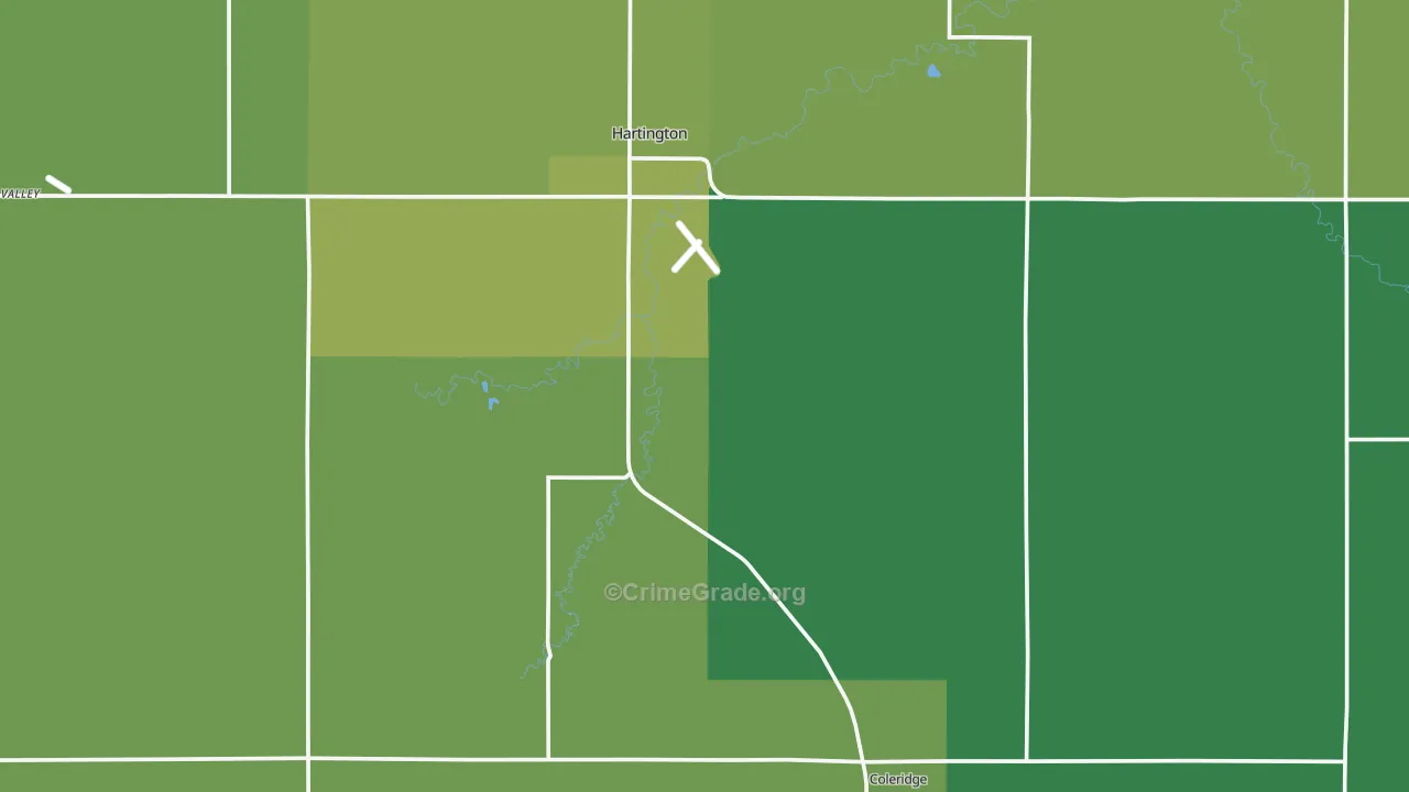 Cedar County, NE Map of Vehicle Theft Rates