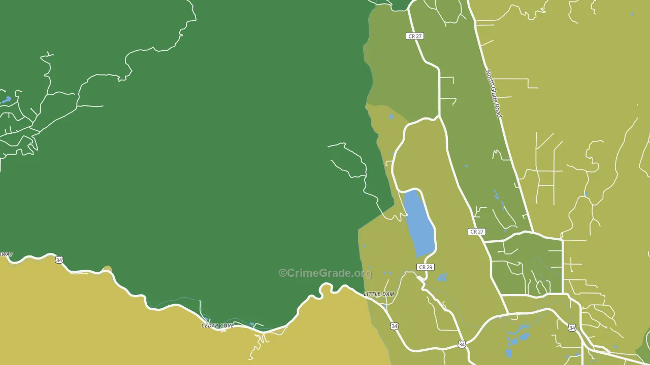 Cedar Cove, CO Map of Vehicle Theft Rates