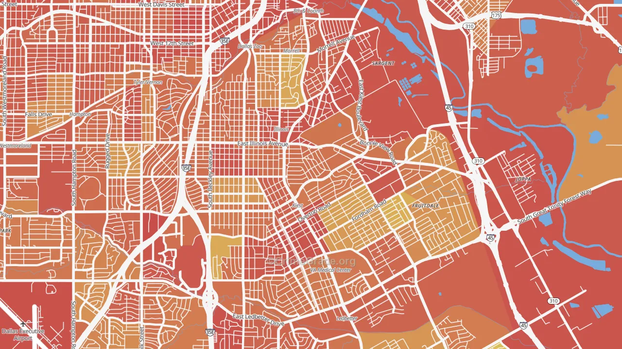 Cedar Crest, Dallas, TX Map of Vehicle Theft Rates