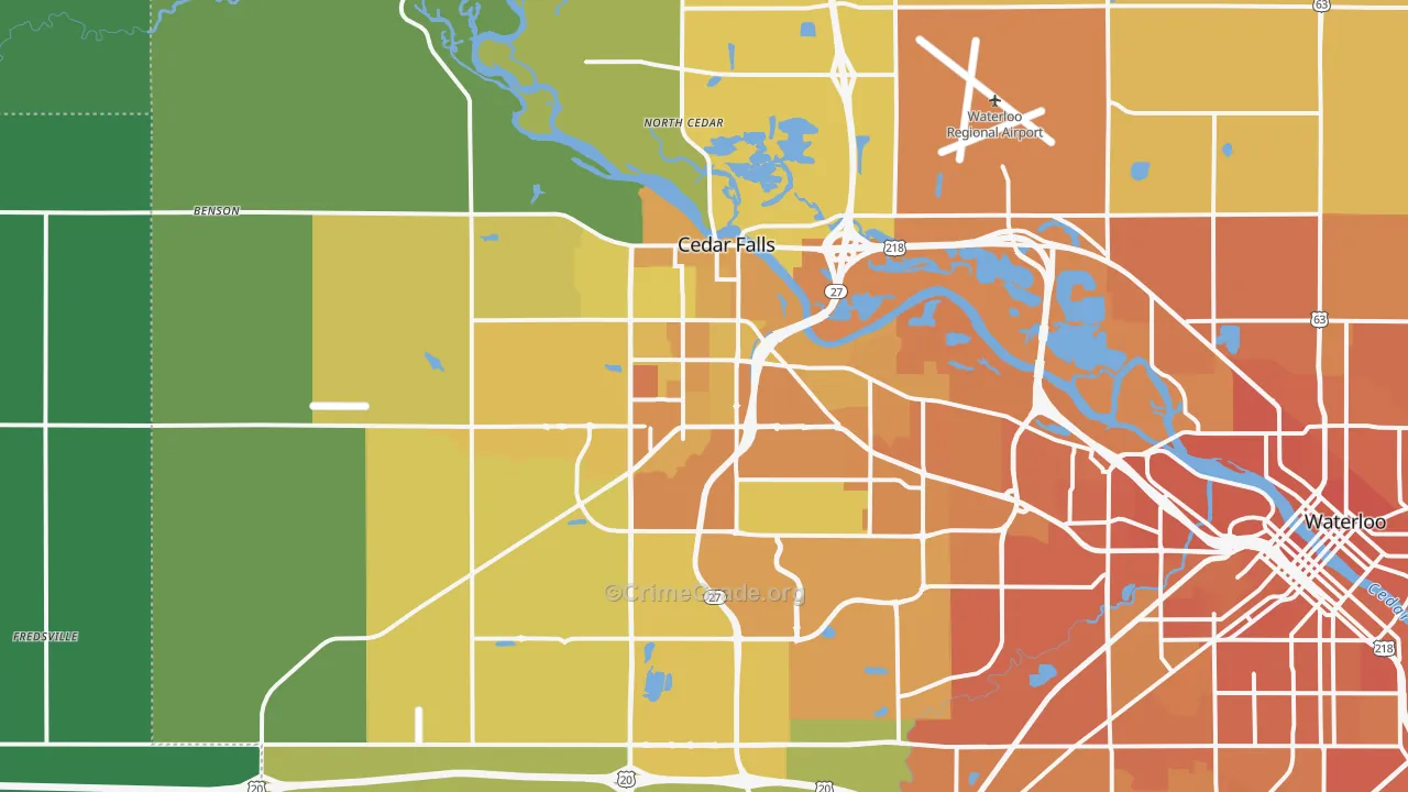 Cedar Falls, IA Map of Vehicle Theft Rates