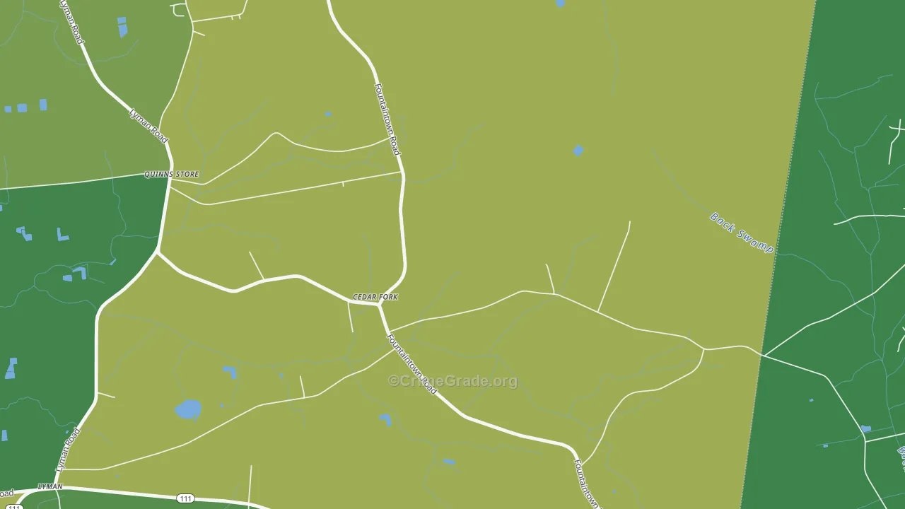 Cedar Fork, NC Map of Vehicle Theft Rates