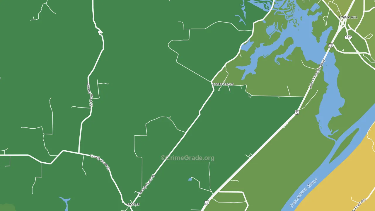 Cedar Grove, AL Map of Vehicle Theft Rates