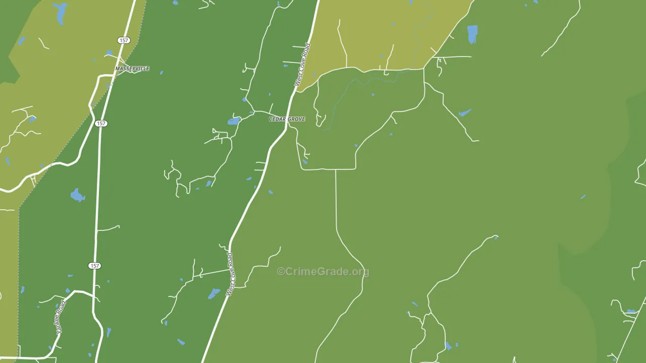 Cedar Grove, GA Map of Vehicle Theft Rates