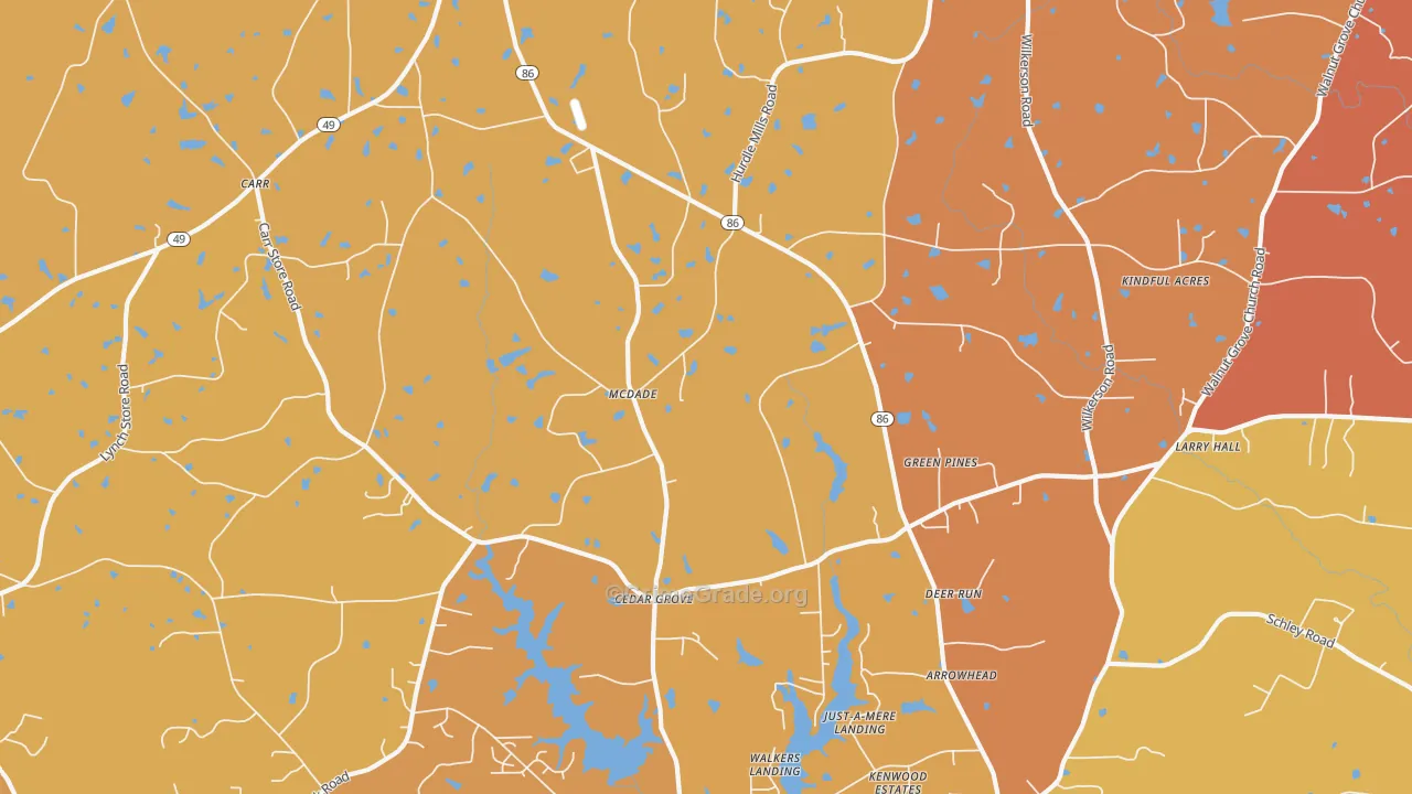 Cedar Grove, NC Map of Vehicle Theft Rates