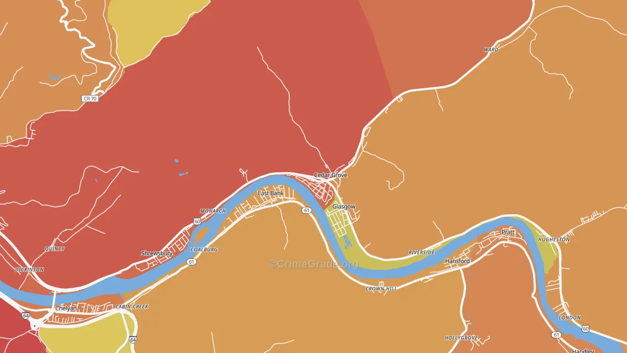 Cedar Grove, WV Map of Vehicle Theft Rates