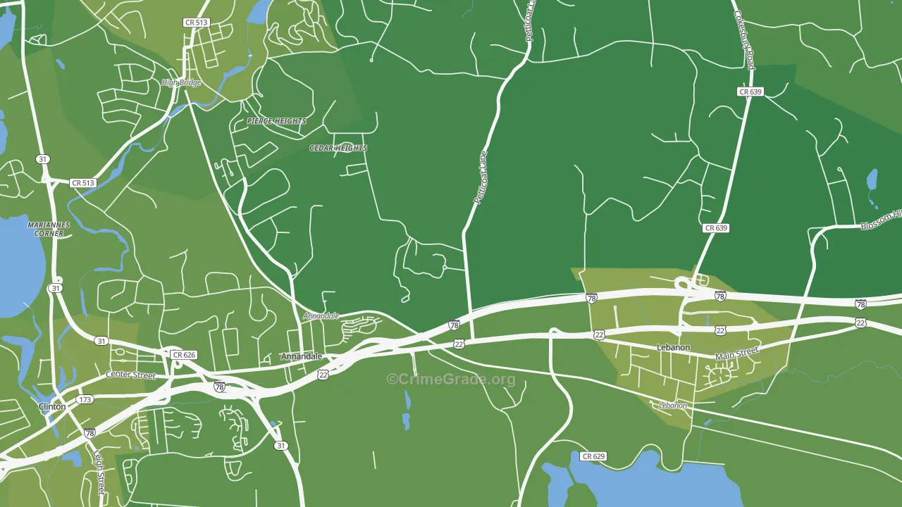 Cedar Heights, NJ Map of Vehicle Theft Rates