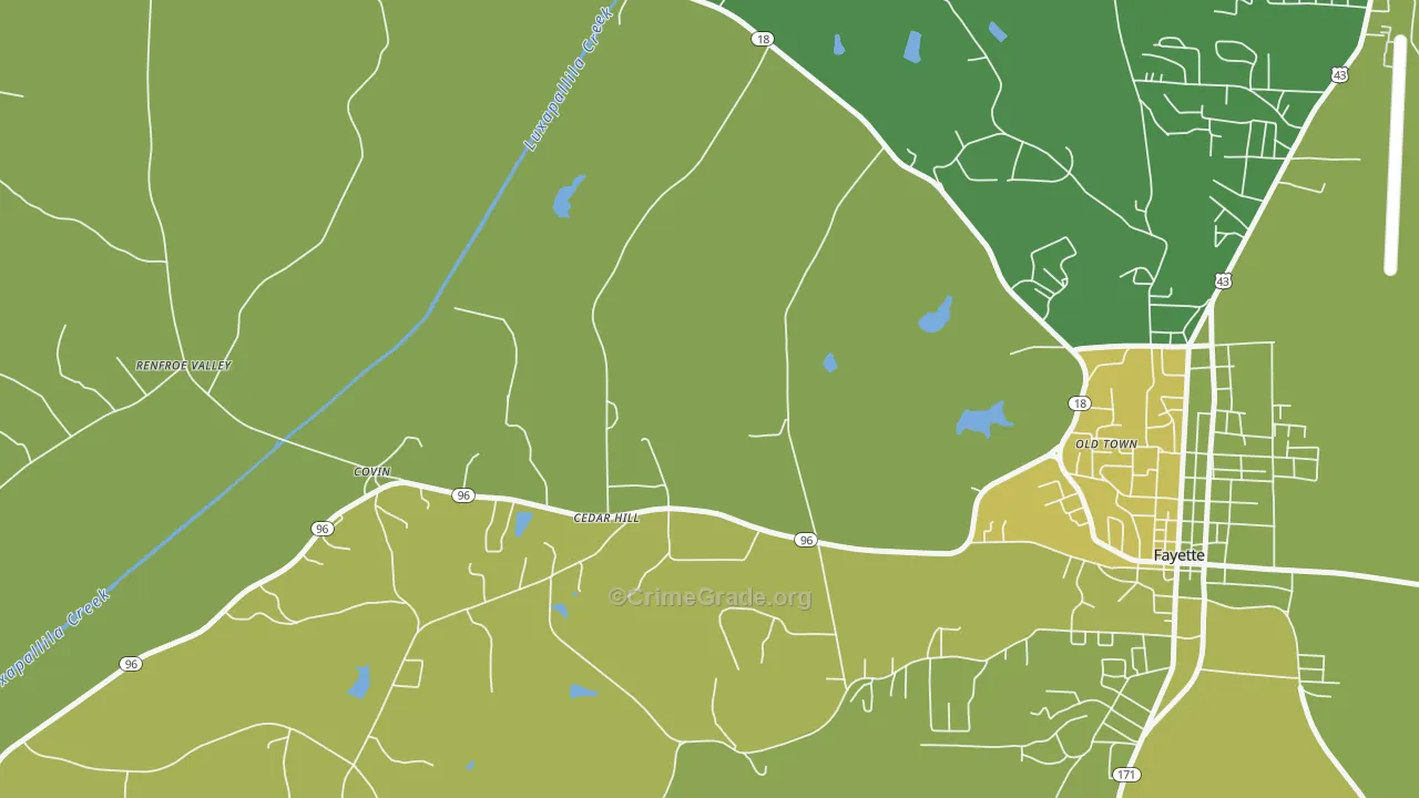 Cedar Hill, AL Map of Vehicle Theft Rates