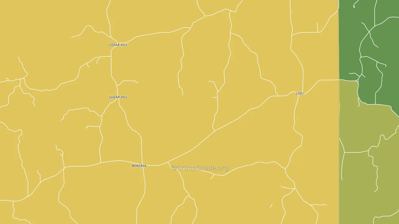 Cedar Hill, MS Map of Vehicle Theft Rates